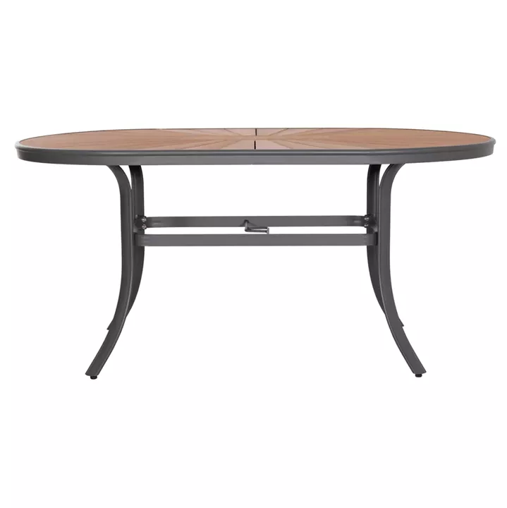 OUTDOOR OVAL DINING TABLE TELAMO HM6288.01 ANTHRACITE ALUMINUM-POLYWOOD IN NATURAL 160x90x73,5Hcm.