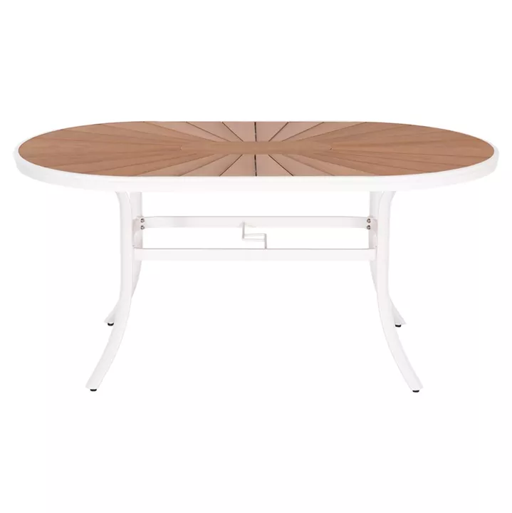OUTDOOR DINING TABLE TELAMO HM6288.02 ALUMINUM IN WHITE & POLYWOOD TABLETOP 160X90Χ73.5Hcm.