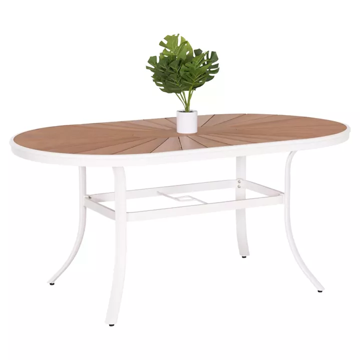 OUTDOOR DINING TABLE TELAMO HM6288.02 ALUMINUM IN WHITE & POLYWOOD TABLETOP 160X90Χ73.5Hcm.
