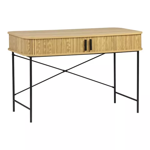 Console Scandi pakoworld MDF/Metal in natural color with black metal legs 120x60x76.5cm