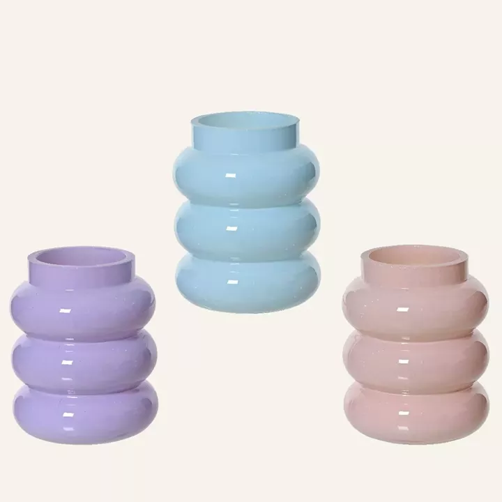 Beauty Home Κηροπήγιο Γυάλινο με Δαχτυλίους 7 x  8 cm      