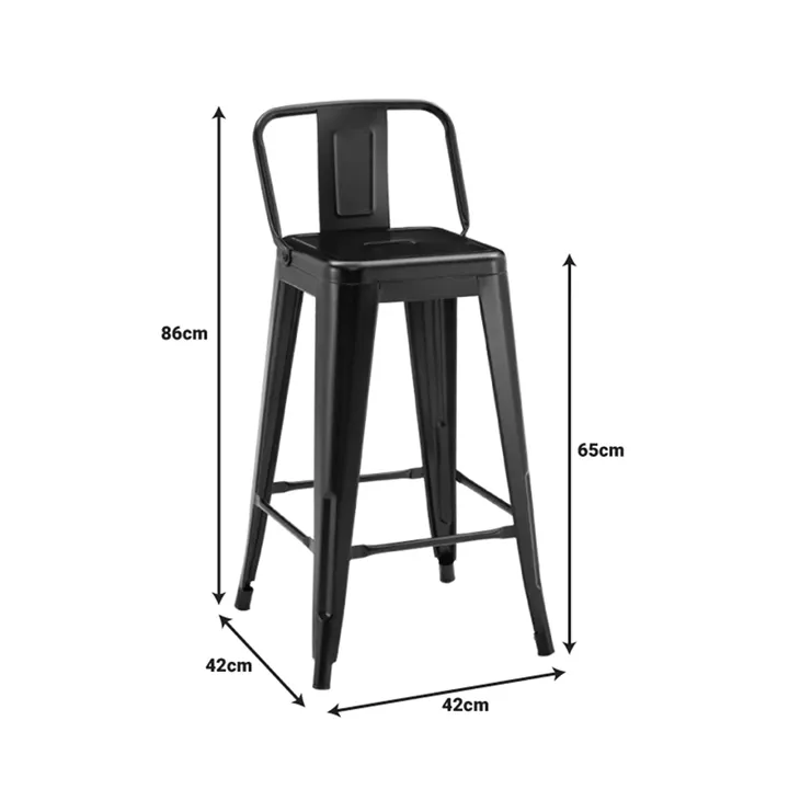 Mid-height bar stool with back Utopia pakoworld metal in white shade 42x42x86cm