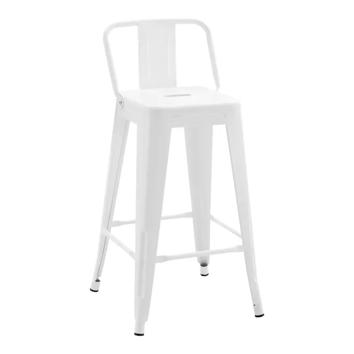 Mid-height bar stool with back Utopia pakoworld metal in white shade 42x42x86cm