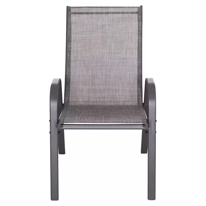 OUTDOOR ARMCHAIR LEON HM5000.41 GREY METAL FRAME & TEXTILENE-4PCS SET- 55x70x91Hcm.