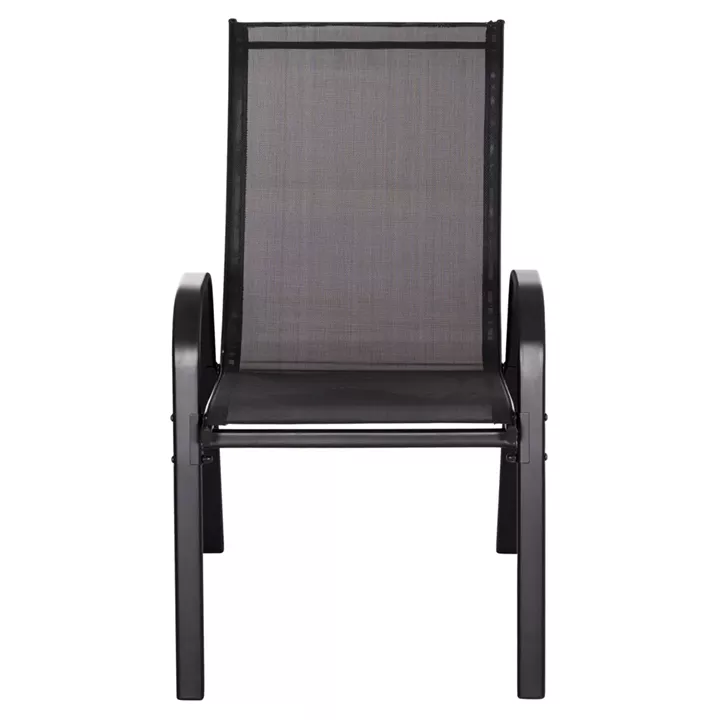 OUTDOOR ARMCHAIR LEON HM5000.43 BLACK METAL FRAME & TEXTILENE-4PCS SET- 55x70x91Hcm.