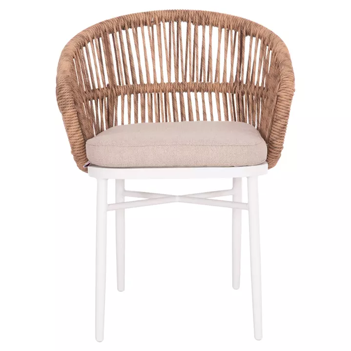 ALUMINUM ARMCHAIR ALABAMA HM6265.02 WHITE-P.E. RATTAN NATURAL-BEIGE CUSHION 58x61x75Hcm.