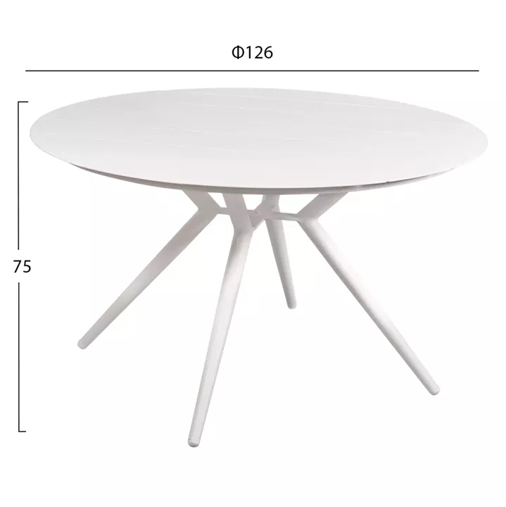 ROUND ALUMINUM TABLE HIGER HM6290.01 WHITE Φ126x75Hcm.