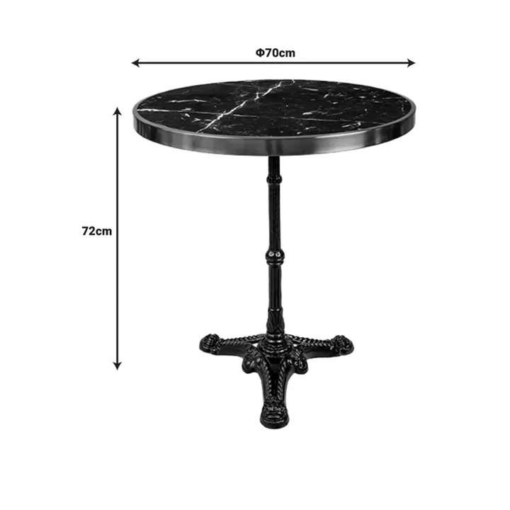 Andeket marble table pakoworld cast iron in black-gold shade Φ70x72cm