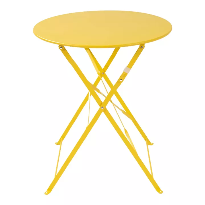 Bistro pakoworld 3 pcs metal folding dining table in yellow shade D60x71cm