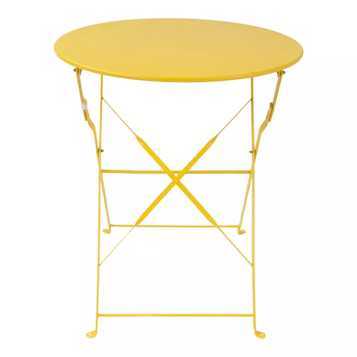 Bistro pakoworld 3 pcs metal folding dining table in yellow shade D60x71cm