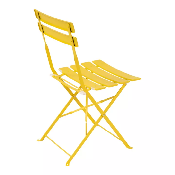 Bistro pakoworld 3 pcs metal folding dining table in yellow shade D60x71cm