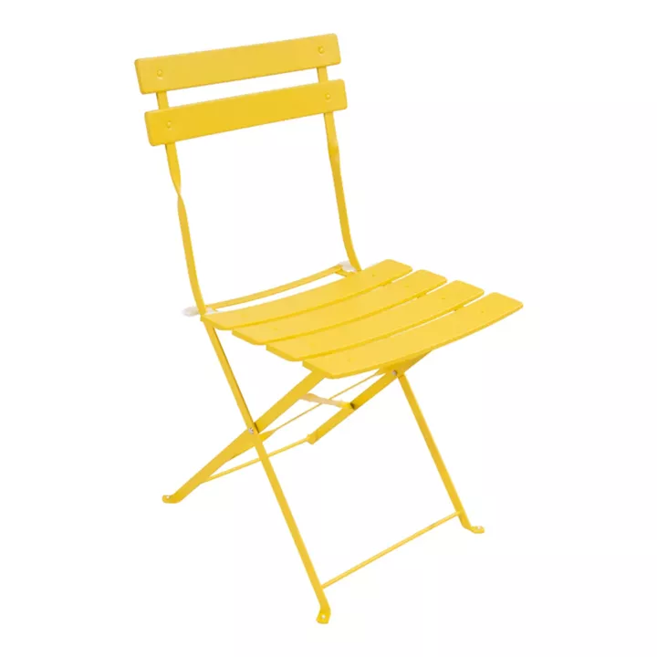 Bistro pakoworld 3 pcs metal folding dining table in yellow shade D60x71cm