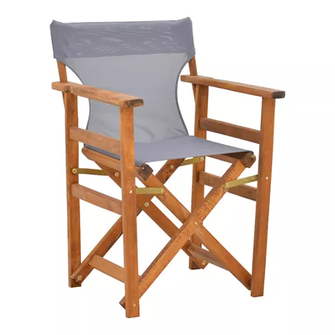 Kompa pakoworld director's chair, solid beech wood, walnut - Nexus grey fabric
