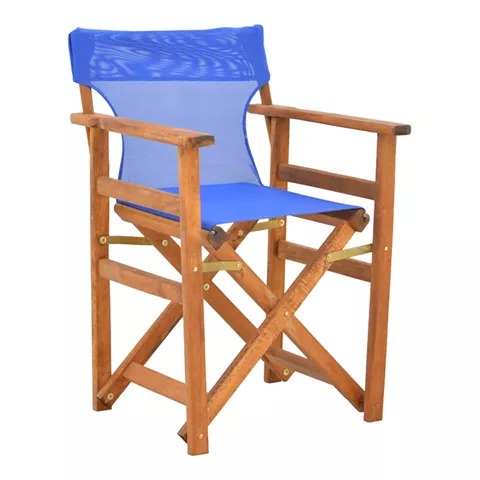 Kompa pakoworld director's chair walnut  solid beech wood and blue fabric