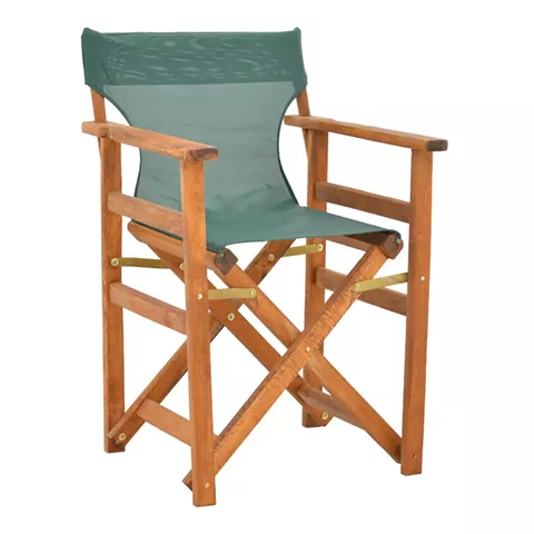 Kompa pakoworld director's chair, solid beech wood, walnut - Nexus green fabric