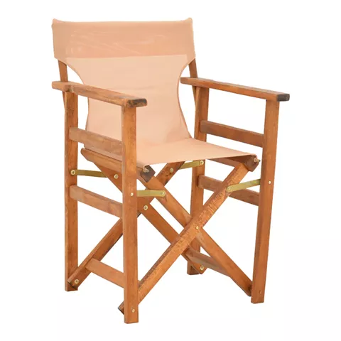 Kompa pakoworld director's chair, solid beech wood, walnut - Nexus beige fabric