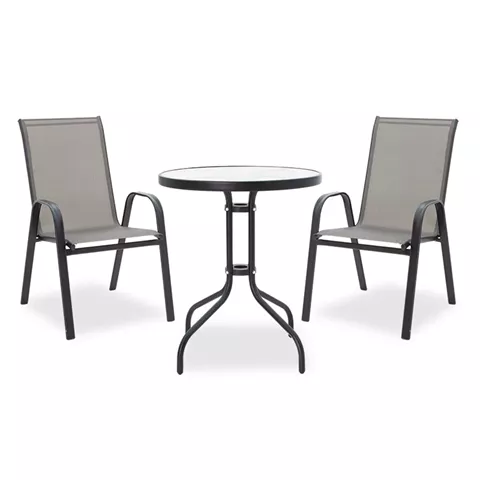 Garden dining set 3pcs Calan-Watson pakoworld metal black-textilene black