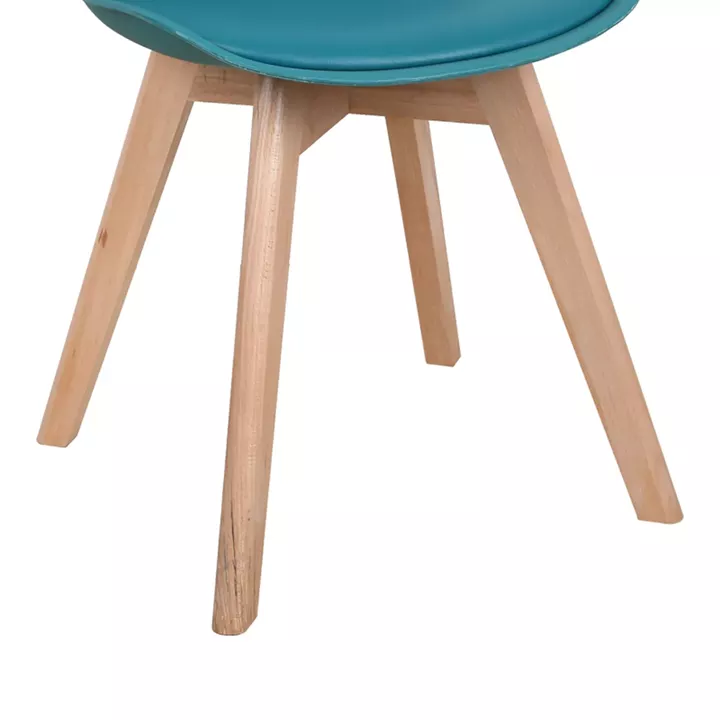 Gaston chair pakoworld PP-PU blue color - natural leg 58x47x85cm