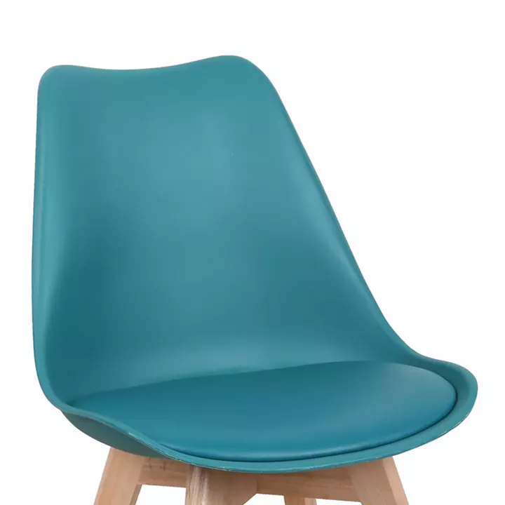 Gaston chair pakoworld PP-PU blue color - natural leg 58x47x85cm