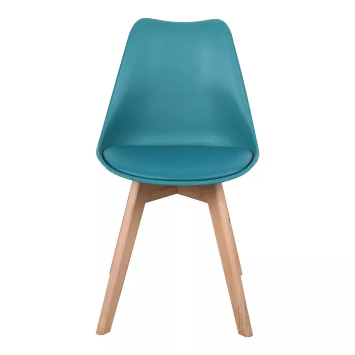 Gaston chair pakoworld PP-PU blue color - natural leg 58x47x85cm