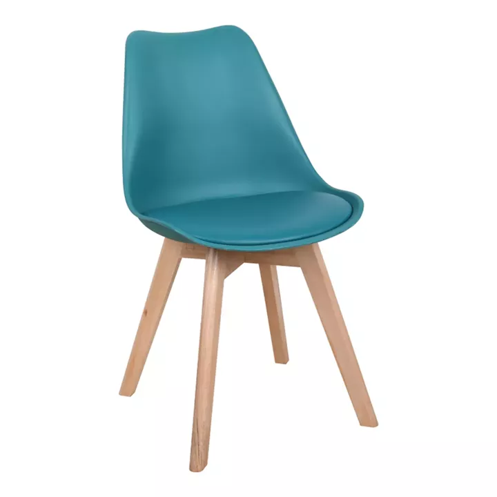 Gaston chair pakoworld PP-PU blue color - natural leg 58x47x85cm