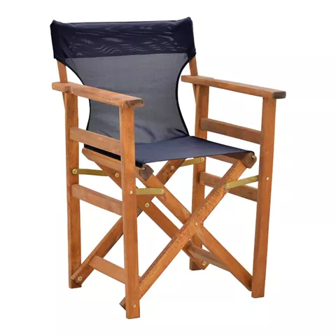 Kompa pakoworld director's chair, solid beech wood, walnut - Nexus black fabric
