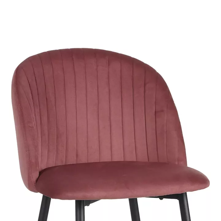 Barow bar stool pakoworld velvet in rotten apple shade with black metal legs 53x46.5x96.5