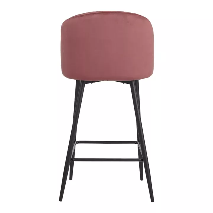 Barow bar stool pakoworld velvet in rotten apple shade with black metal legs 53x46.5x96.5