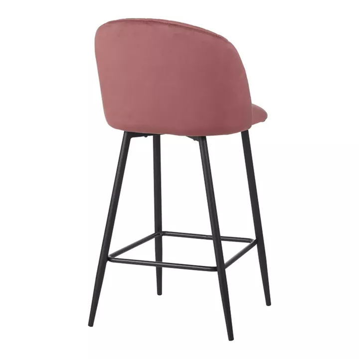 Barow bar stool pakoworld velvet in rotten apple shade with black metal legs 53x46.5x96.5