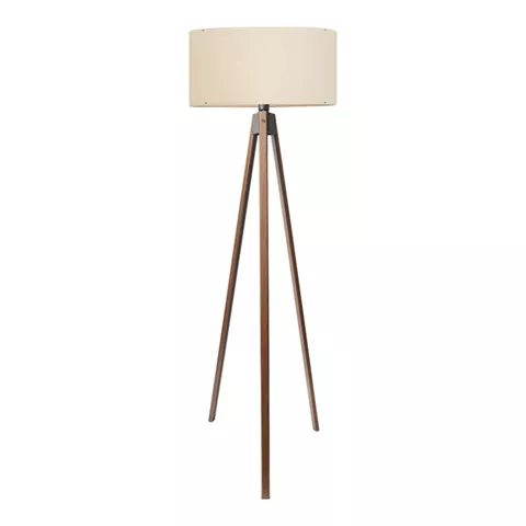 Floor lamp PWL-1059 pakoworld E27 in cream-walnut shade D38x140cm