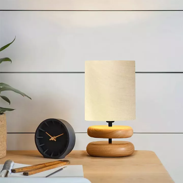 Table lamp Clarion pakoworld E14 beige-walnut D15x35cm