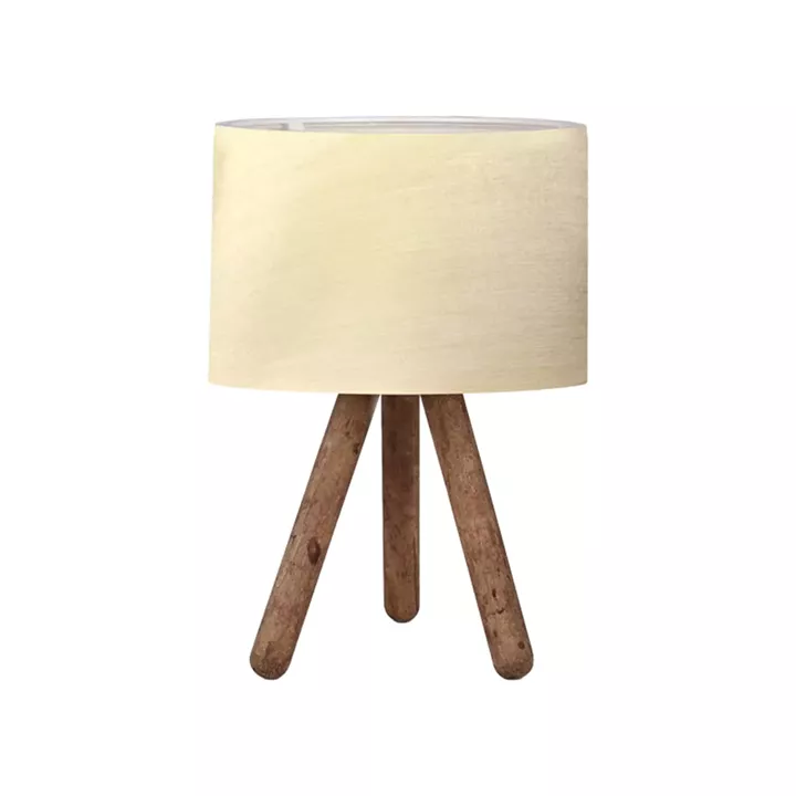Table lamp PWL-1071 I pakoworld Ε27 beige-walnut D19x32cm