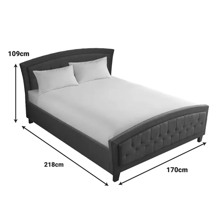 Double bed Camaro pakoworld fabric in anthracite color 160x200cm