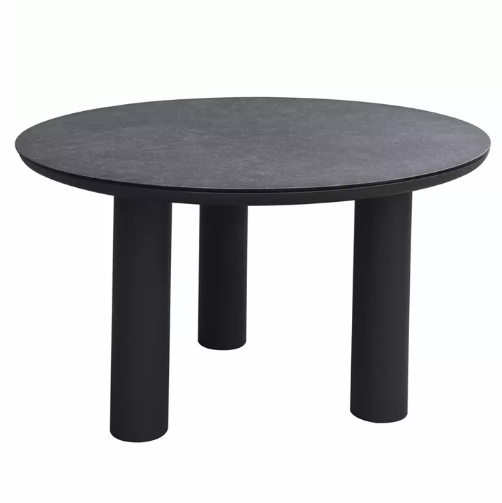 ALUMINUM ROUND TABLE DOSUN HM6201.01 DARK GREY FRAME-3D PRINTED GLASS TOP WITH CERAMIC LOOK Φ120cm.