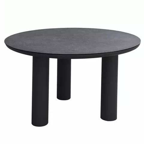 ALUMINUM ROUND TABLE DOSUN HM6201.01 DARK GREY FRAME-3D PRINTED GLASS TOP WITH CERAMIC LOOK Φ120cm.