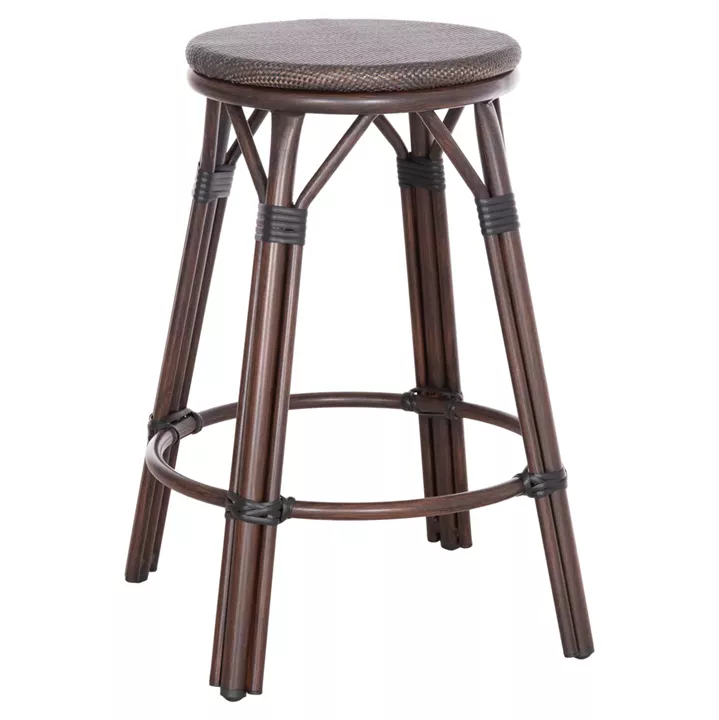 ALUMINUM MEDIUM HEIGHT BAR STOOL CHINO HM6286.01 BAMBOO LOOK & TEXTILENE IN BROWN 43x43x65Hcm.