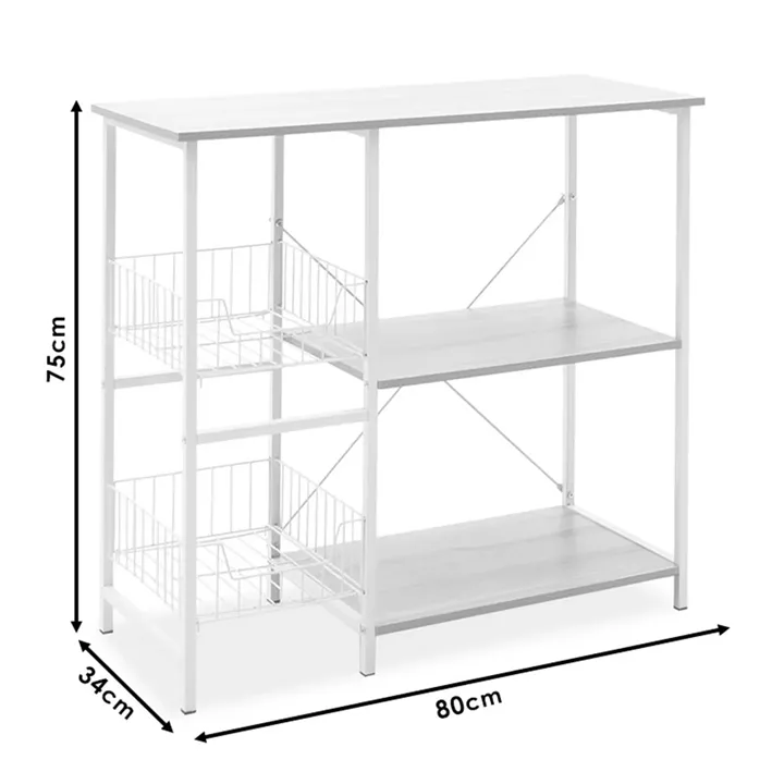 Floor Shelf unit Noon pakoworld with MDF in white-natural color 80x34x75cm