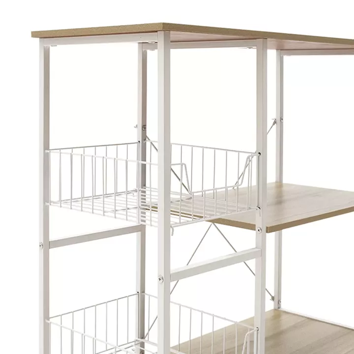 Floor Shelf unit Noon pakoworld with MDF in white-natural color 80x34x75cm