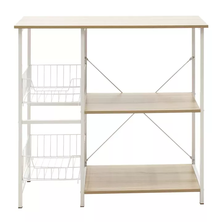 Floor Shelf unit Noon pakoworld with MDF in white-natural color 80x34x75cm