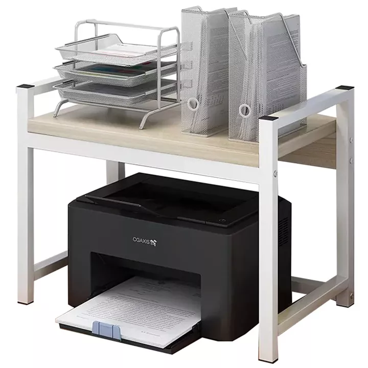 Floor shelf unit Cadia pakoworld metallic in white-natural color 53x35x44cm