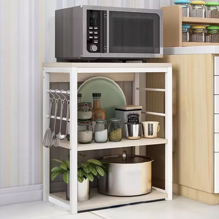 Floor shelf unit Cayde pakoworld metallic in white-natural color 50x35x71.5cm