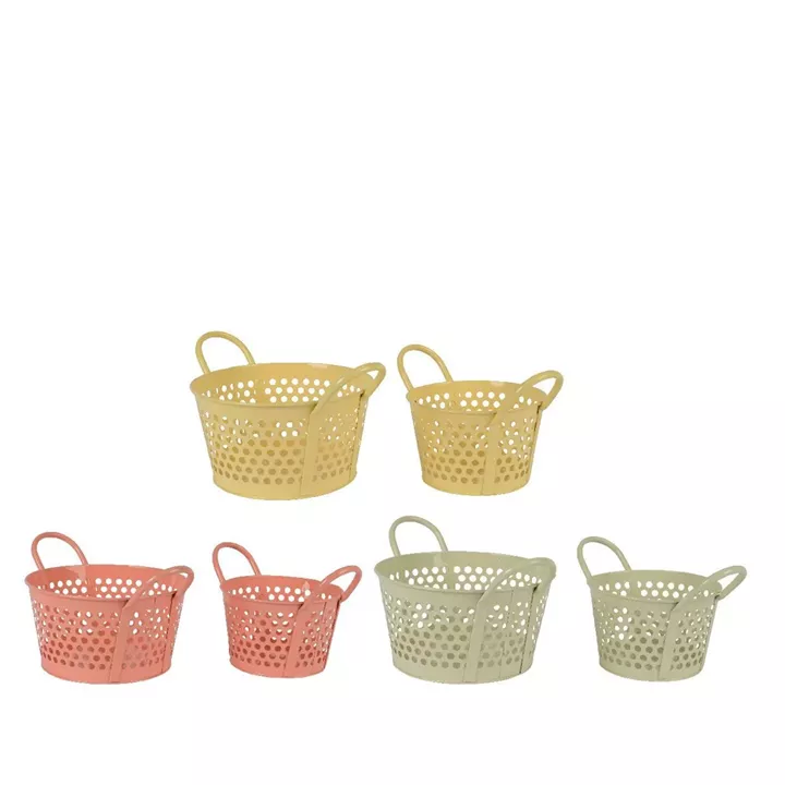 Beauty Home Μεταλλικά Καλάθια με χερούλι 29 x 21 x 16 cm , 24,5 x 16,5 x 15 cm ΣΕΤ 2 ΤΜΧ      