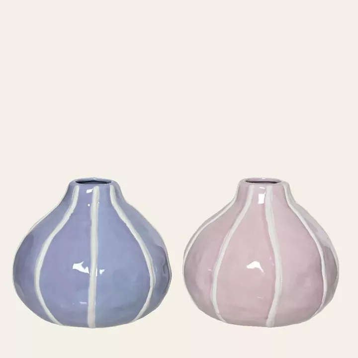 Beauty Home Βάζο Πορσελάνης με Ρίγα 15.5 x 13.5 CM      