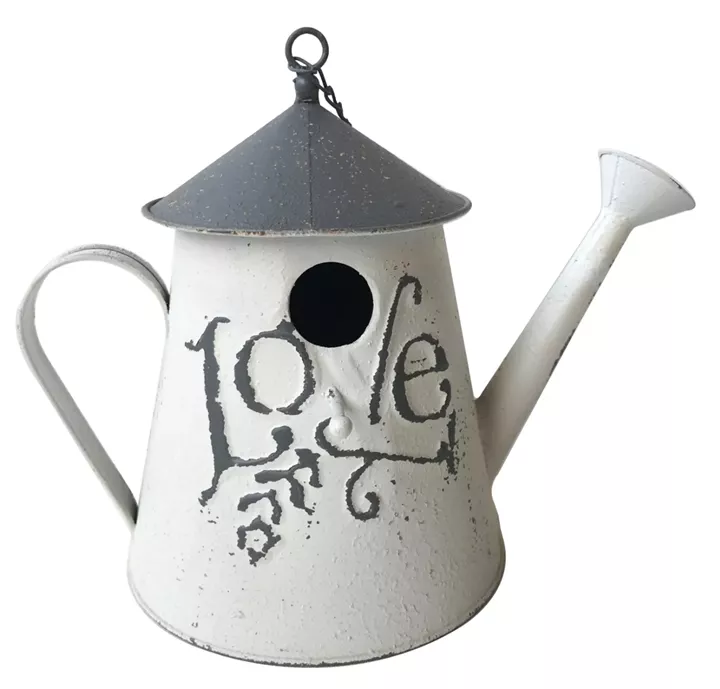 Artekko Birdhouse Μεταλλικό Διακοσμητικό Ποτιστήρι σε Λευκή Πατίνα (18x30x26)cm