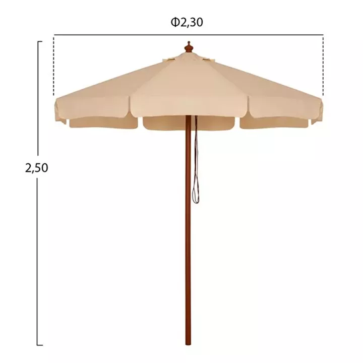 Professional Umbrella 2.30m with wooden frame HM6021 Beige