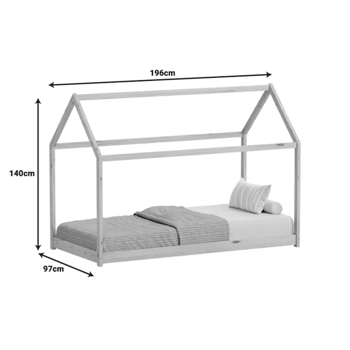 Children's bed Nino Montessori type pakoworld pine wood in white shade 90x190cm