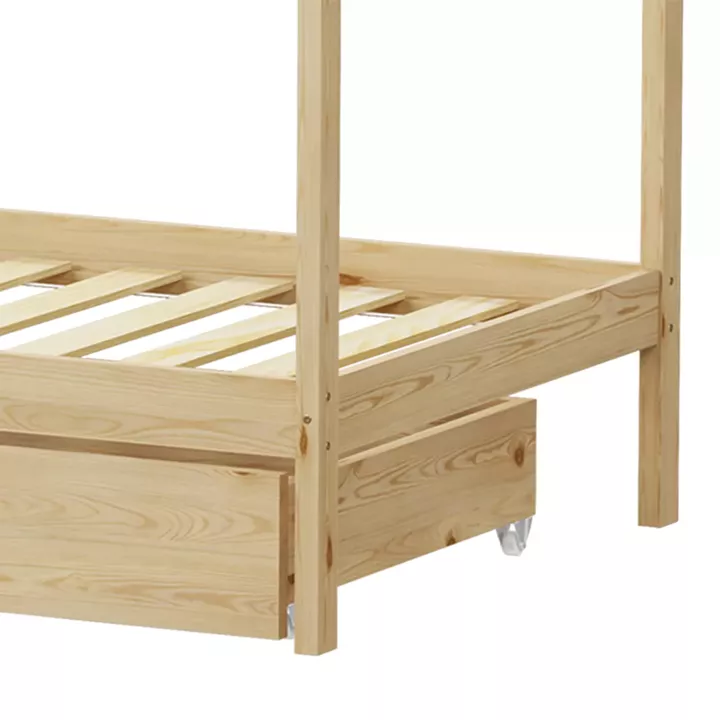 Παιδικό κρεβάτι Mellin τ.Montessori με 2 συρτάρια pakoworld ξύλο πεύκου σε φυσική απόχρωση 90x190εκ
