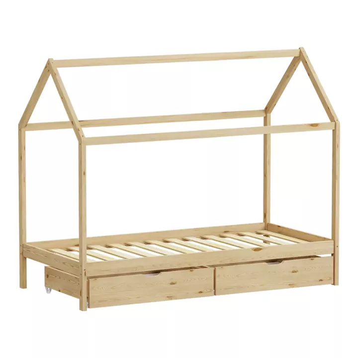 Παιδικό κρεβάτι Mellin τ.Montessori με 2 συρτάρια pakoworld ξύλο πεύκου σε φυσική απόχρωση 90x190εκ