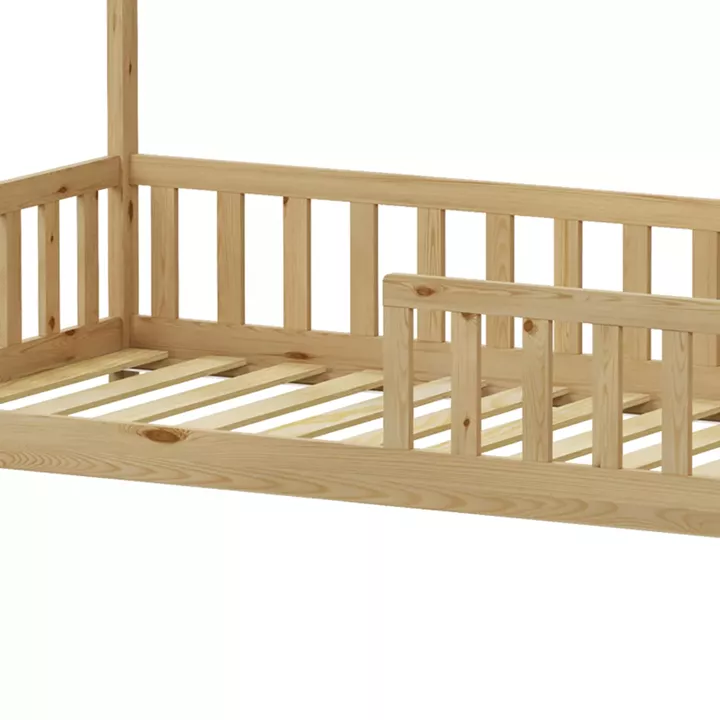 Montessori-style Callan children's bed with rails pakoworld pine wood in natural color 90x190cm