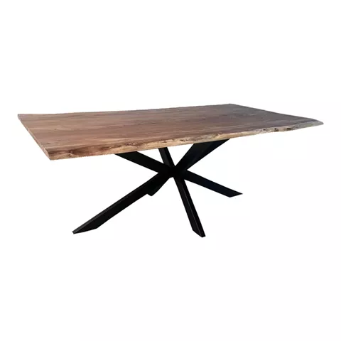 Miles pakoworld table solid acacia wood thickness 3.7-4cm in natural shade with black metal legs 200x100x76cm